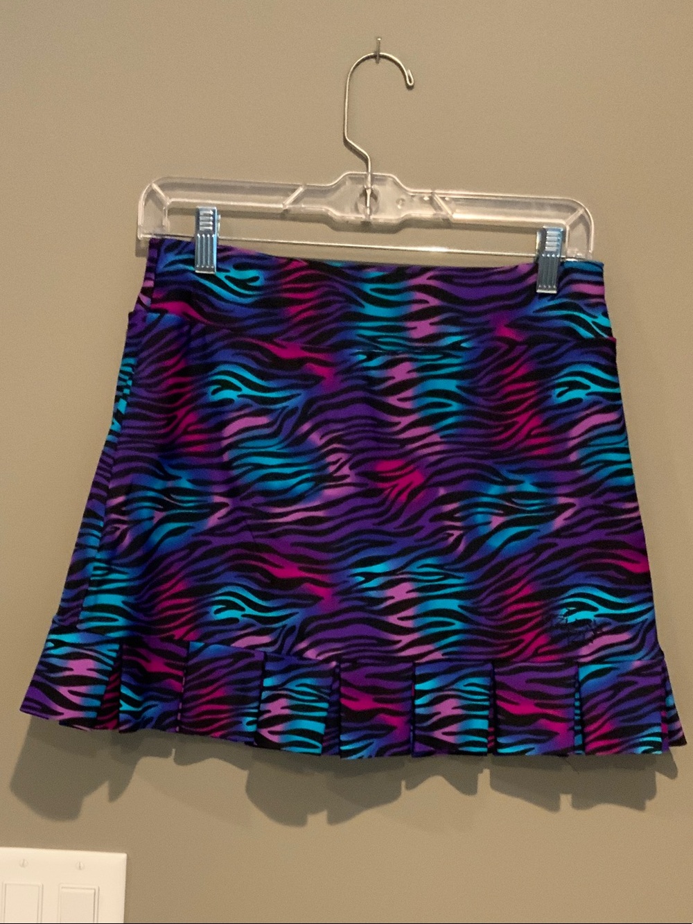 Vibrant Zebra Print Pleated Hem Skirt - Purple/Blue